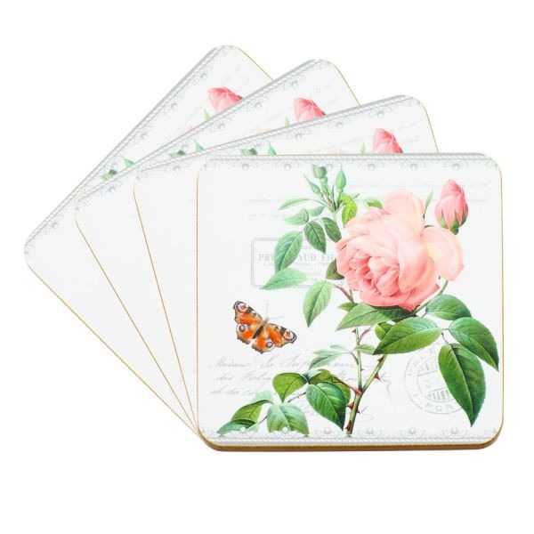 Redoute Rose Coasters Set 4 by Leonardo Collection