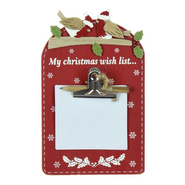 Mdf Red Santa List And Notepad by Juliana