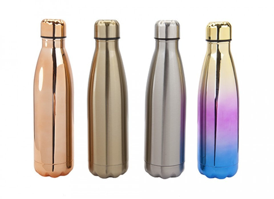 Stainless Steel Double Wall Drinking Flask / Bottle (500ml) - 4 Asst Designs