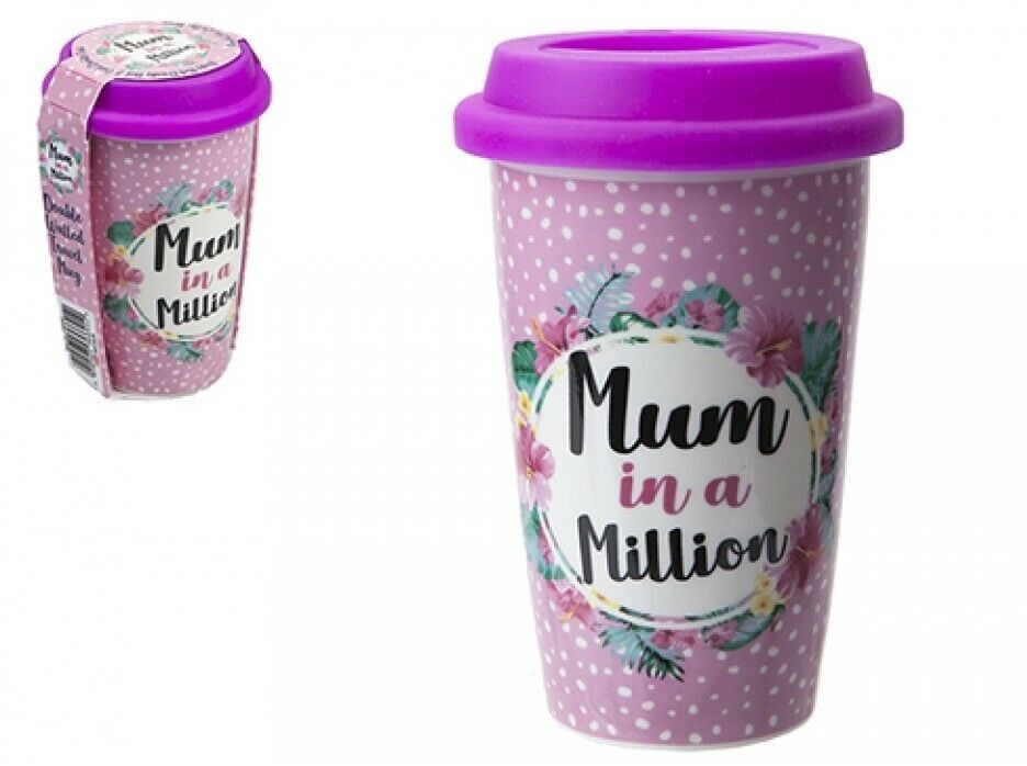 320ml Double Wall Cup With Lid Mum Design