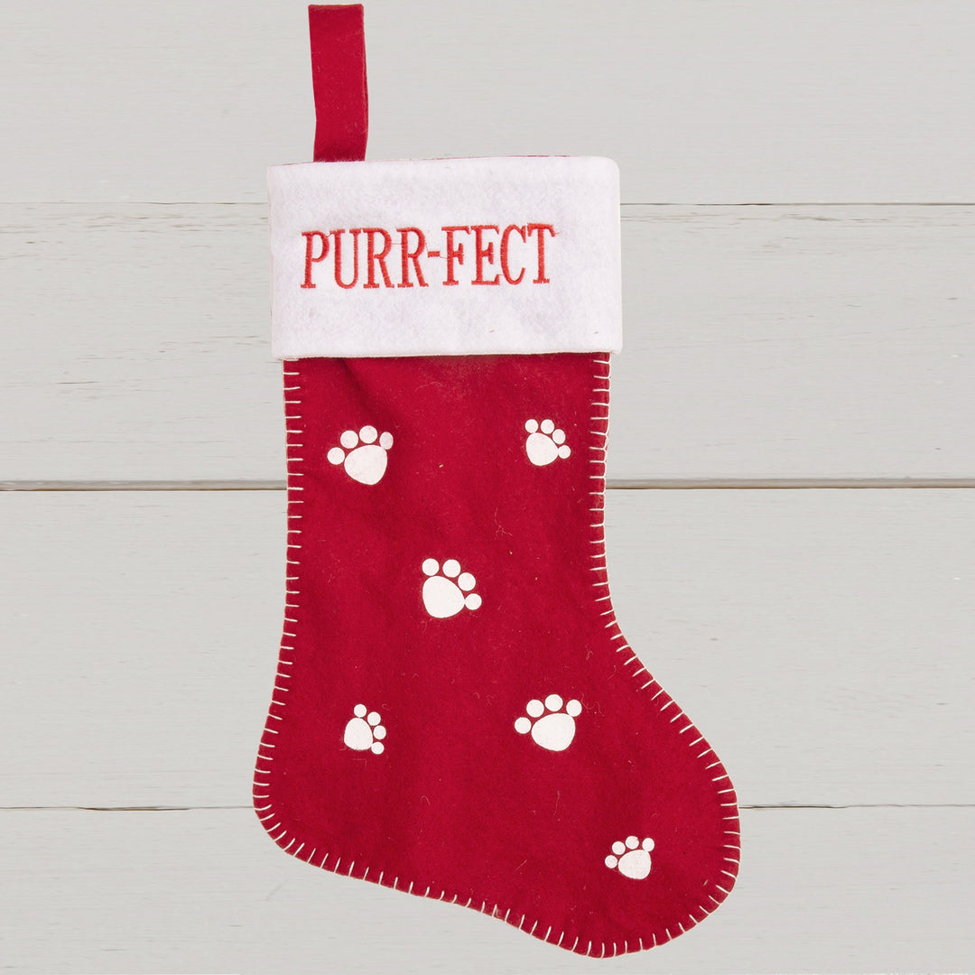 Red & White Cat 'Purfect' Stocking