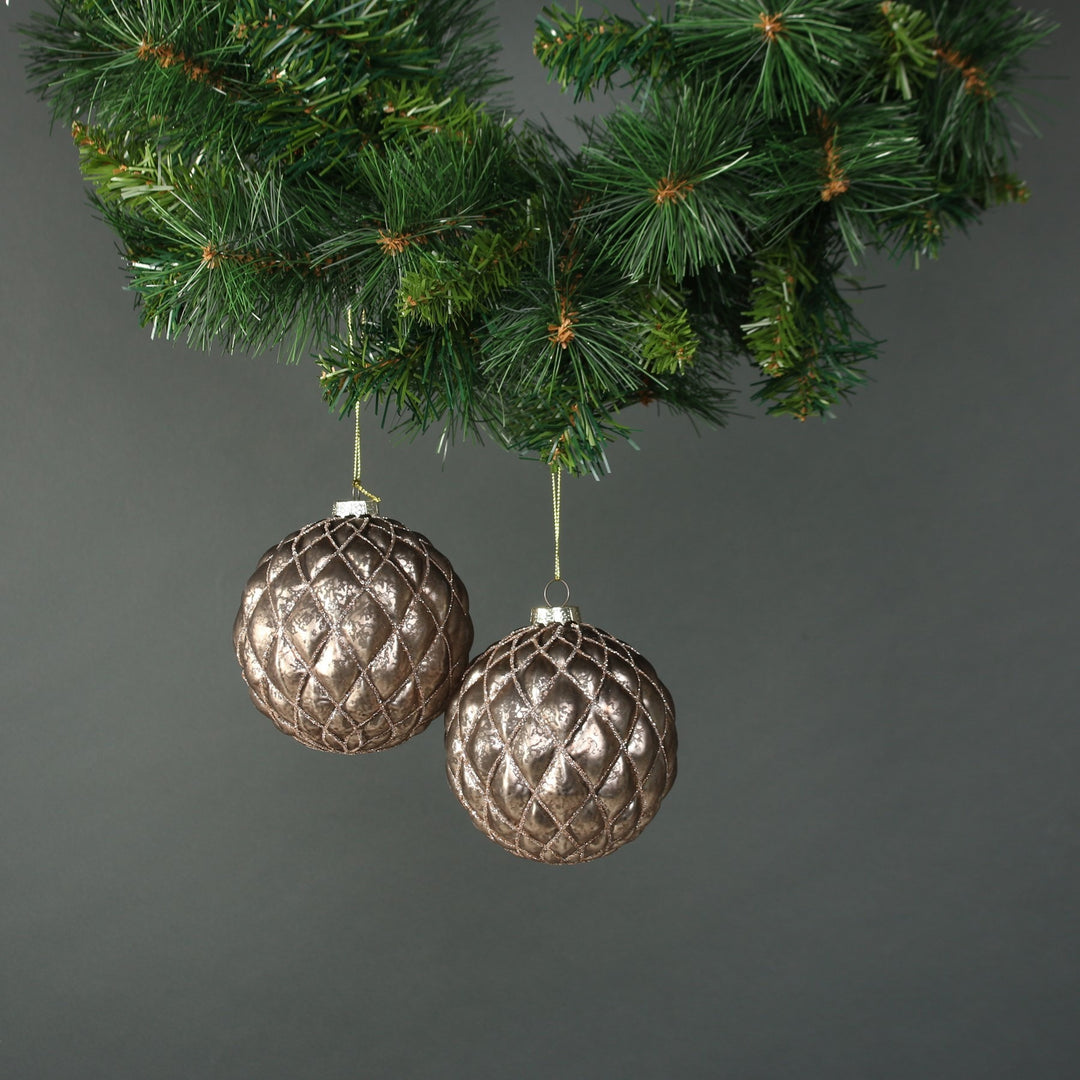 Asteria Glass Quilted Bauble 10cm (Set of 4)