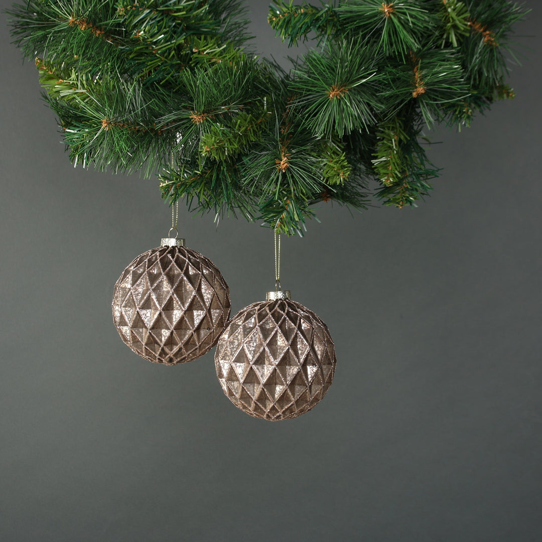 Gold Asteria 10cm Glass Diamond Bauble (Set of 4)