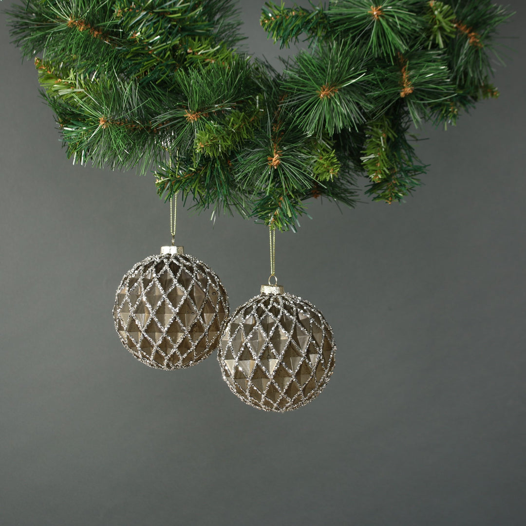 Asteria 10cm Glass Diamond Bauble (Set of 4)