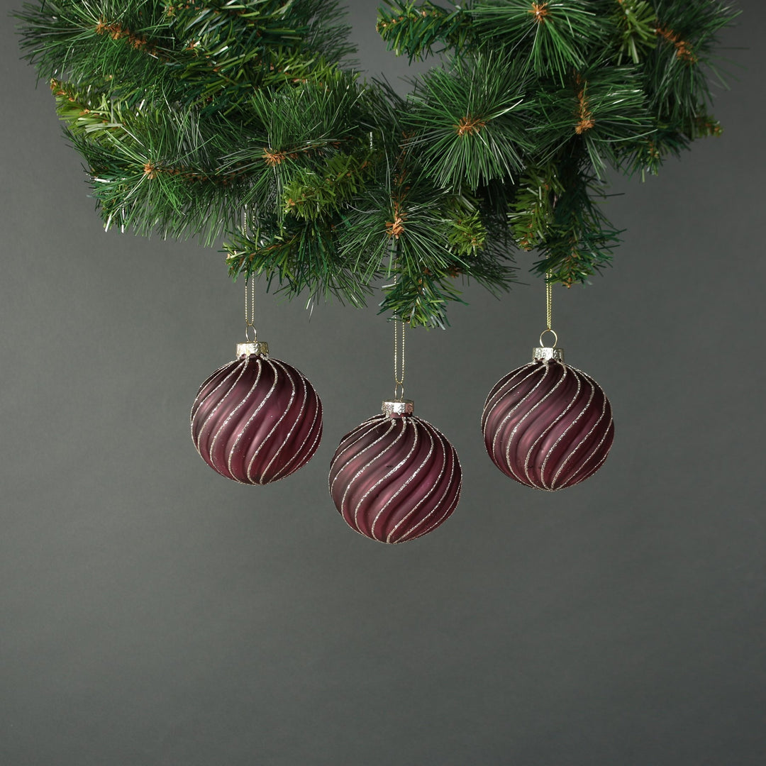 Faye 8cm Glass Bauble Dark Purple (Set of 4)