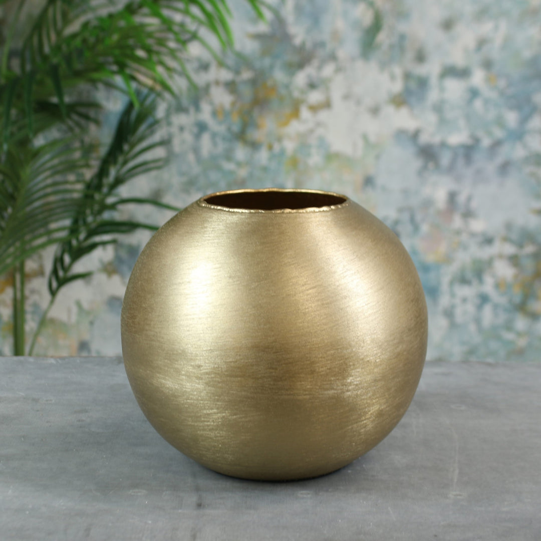 Small Brushed Gold Hyde Park Brush Metal Globe (18.5cm x 20.5cm)