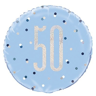 Blue and Silver Prismatic 50th Birthday Foil Balloon (18 Inch)