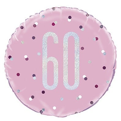 Pink and Silver Prismatic 60th Birthday Foil Balloon (18 Inch)