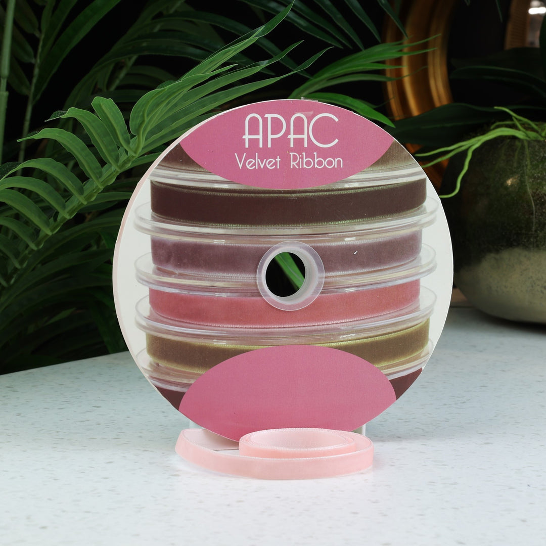 Baby Pink Velvet Ribbon (10mm x 20m)