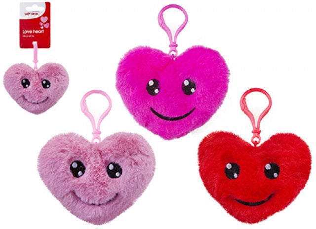 Plush Love Heart with Clip (12cm Assorted)
