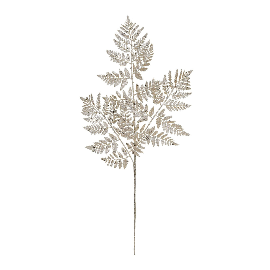 Champagne Glitter Fern Leaf Stem