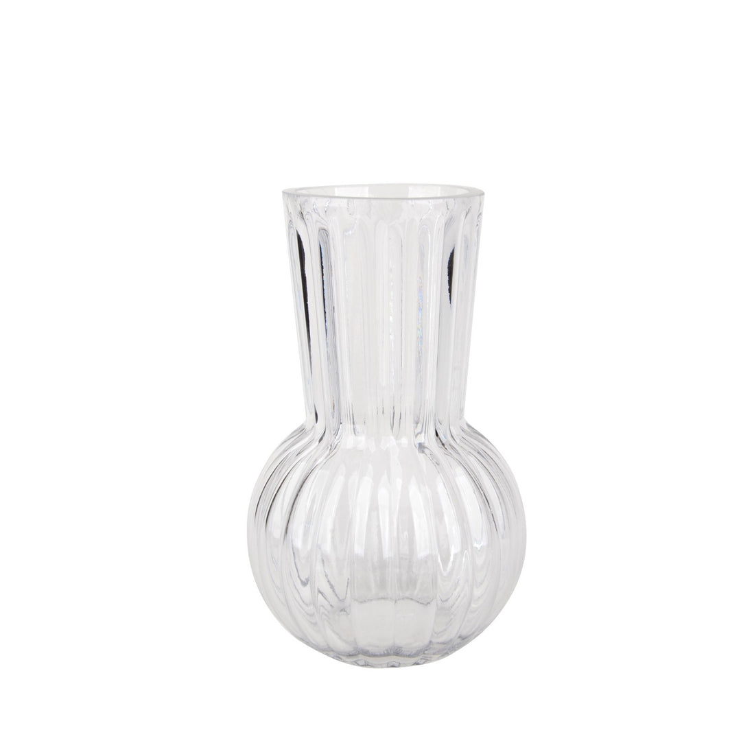 Clear Rochelle Fluted Vase with Onion Base (20cm)