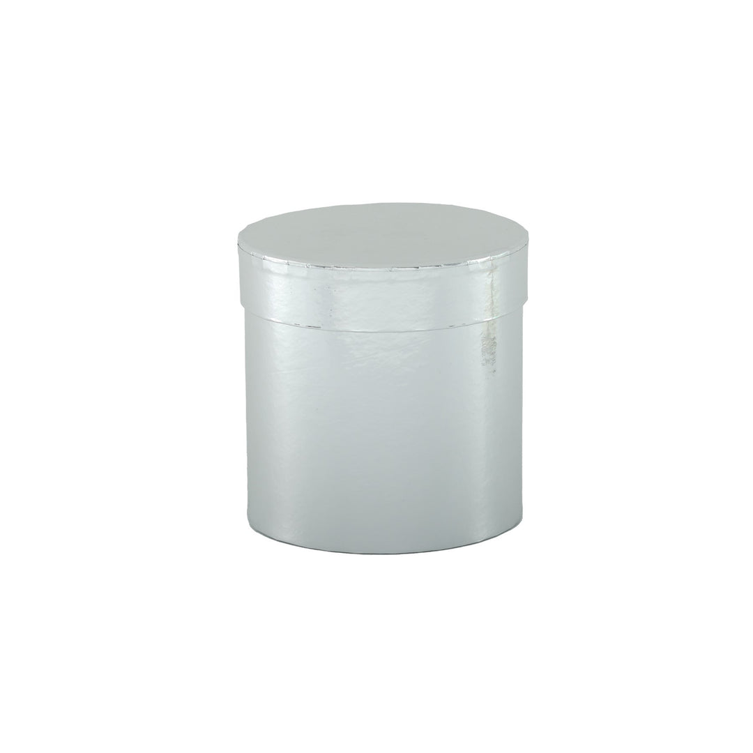 Metallic Silver Hat Box (14 x 13 cm)
