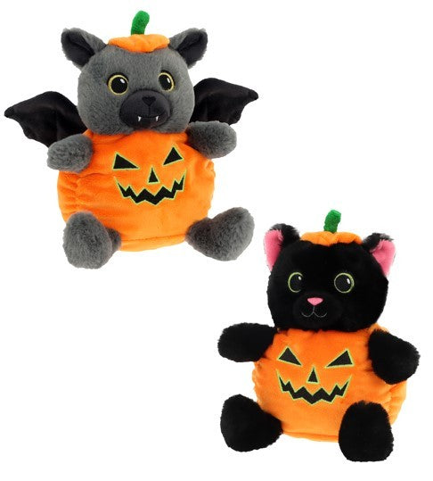 16cm Keeleco Cat & Bat in Pumpkin Outfit (Assorted)