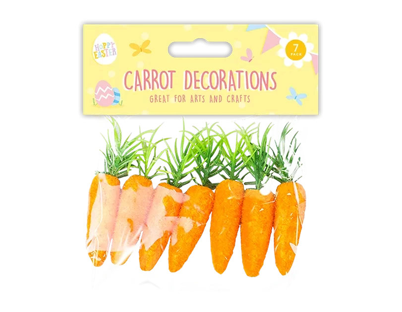 Pack of 7 Easter Bonnet Carrot Decorations