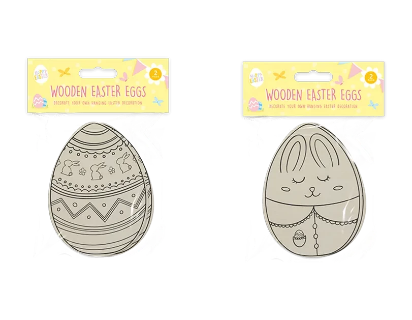 Pack of 2 Wooden Hanging Easter Eggs