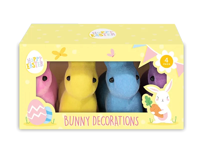 Pack of 4 Mini Flocked Bunny Decorations