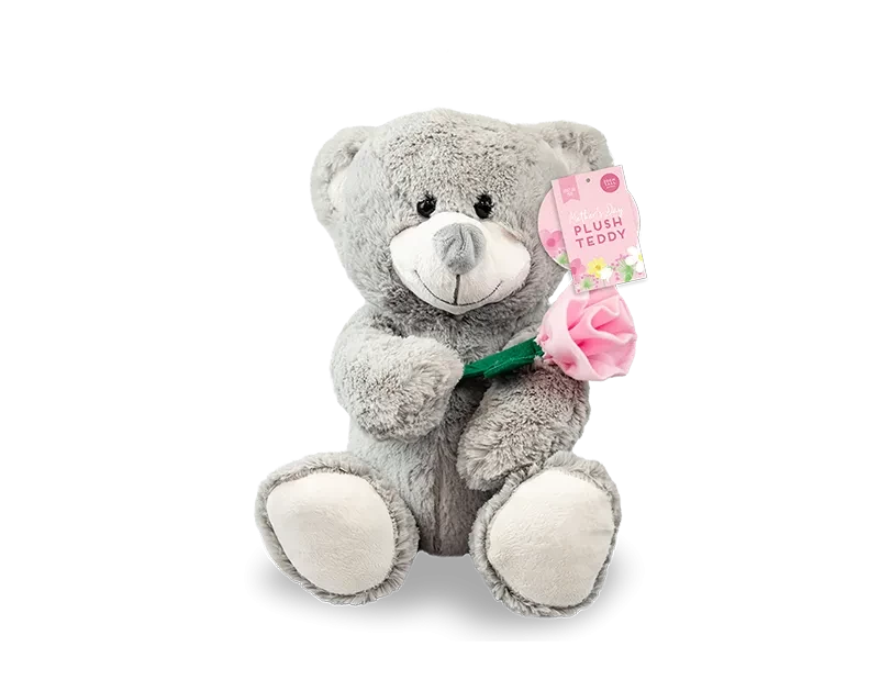 Mothers Day Plush Teddy Bear with Rose