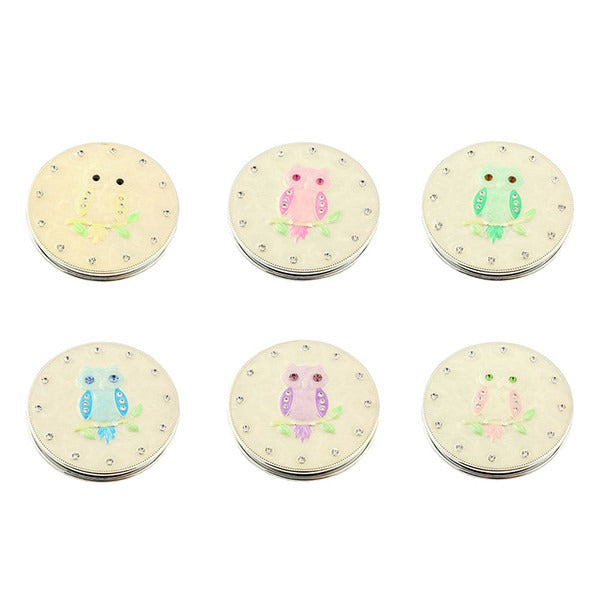 DiamanteCute Owl Design Ladies Compact 6 Colours by Leonardo Collection