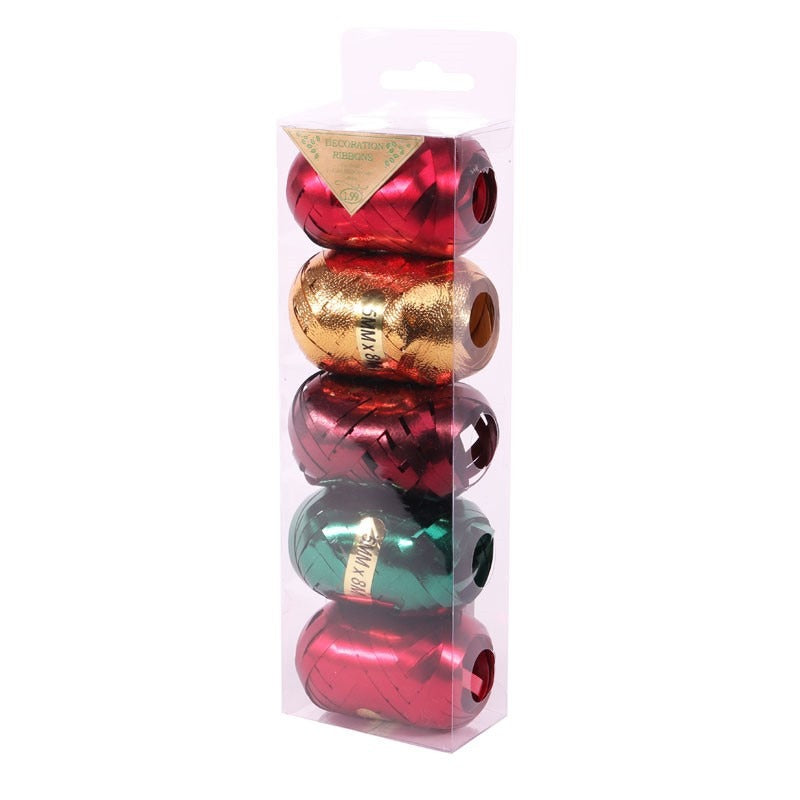 Red  Green  Burgundy &amp; Gold Acetate Ribbon Cops (x5)