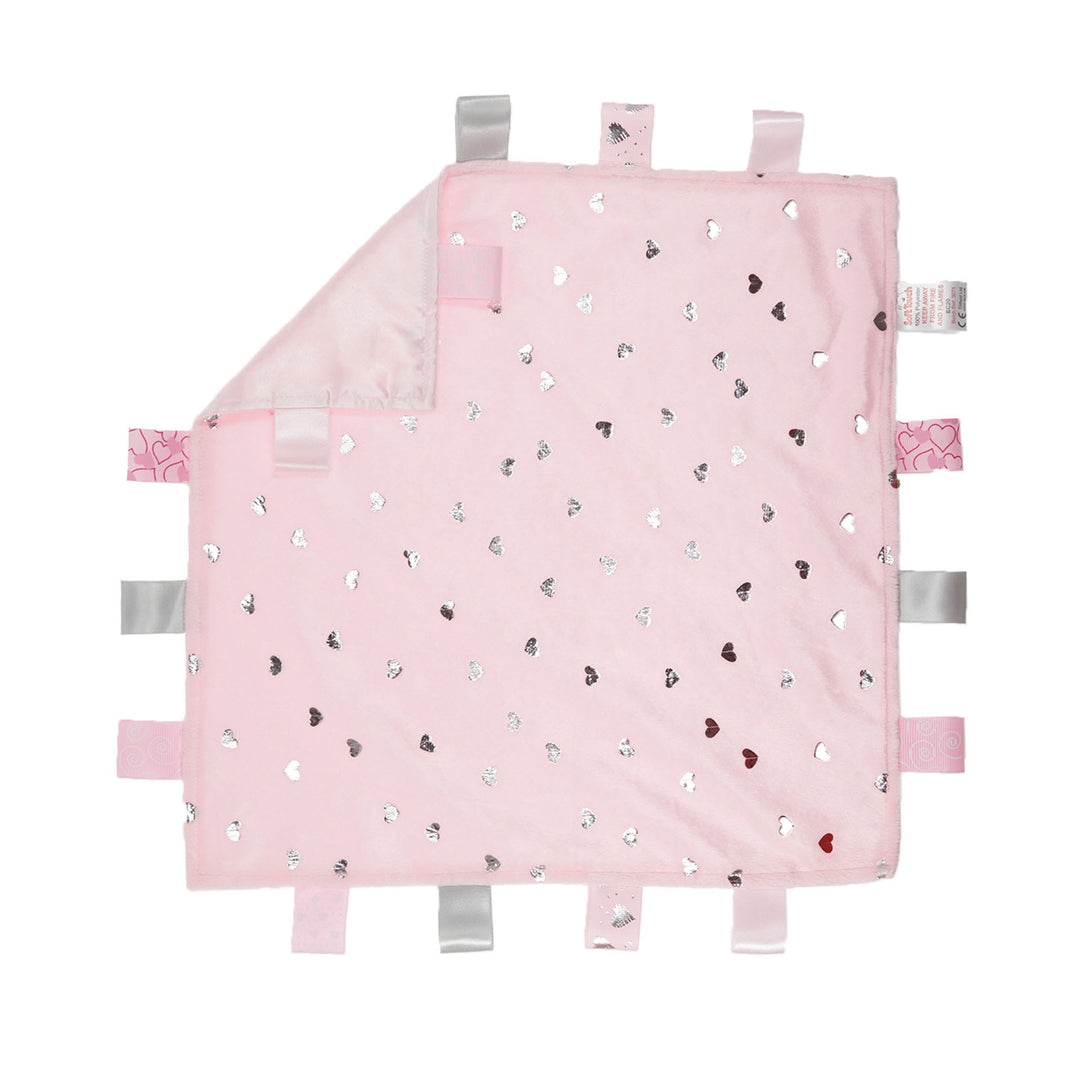 Pink Comforter with Hearts Print &amp; Ribbons