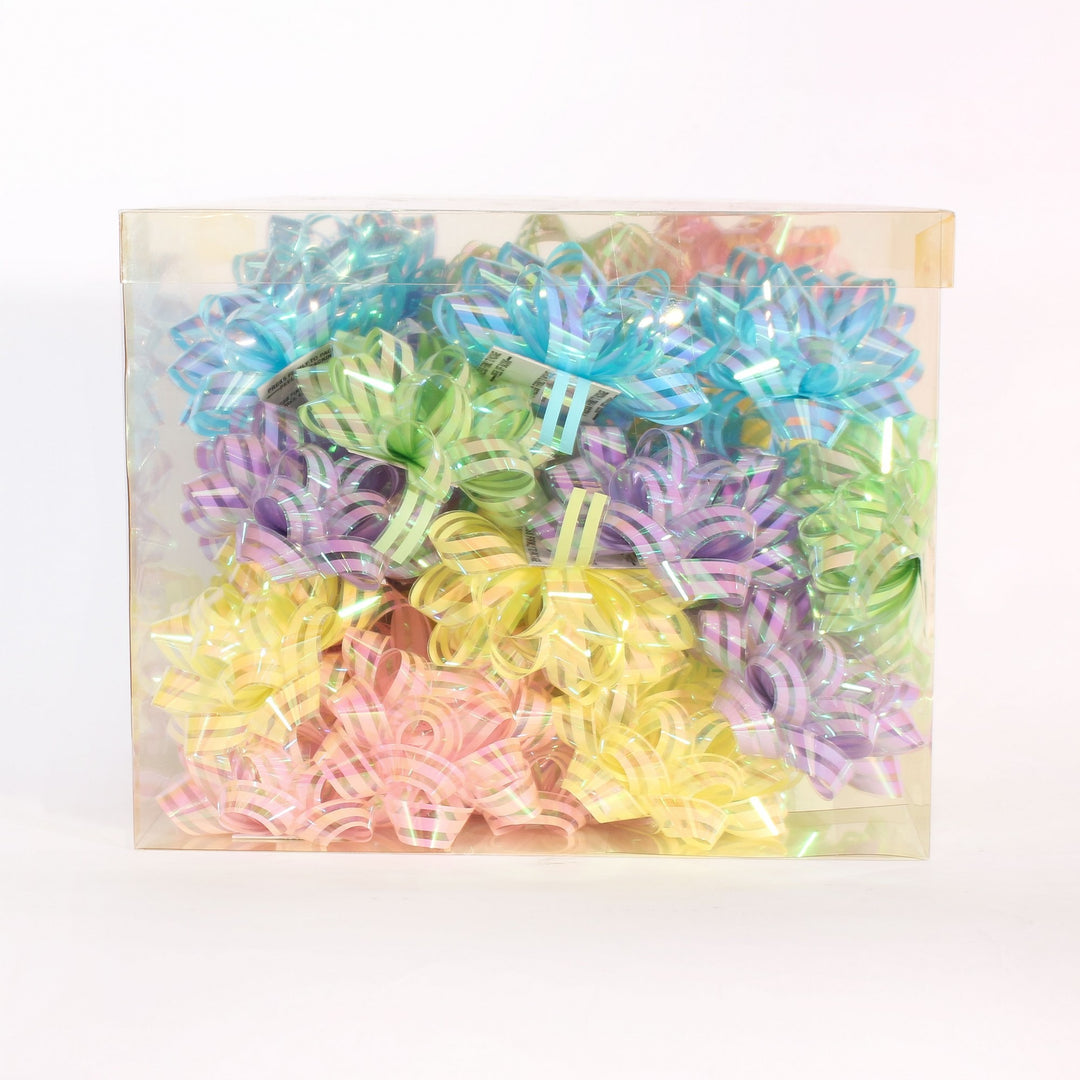 Bright Striped Gift Bows (Yellow  Pink  Blue &amp; Purple) - (x30)