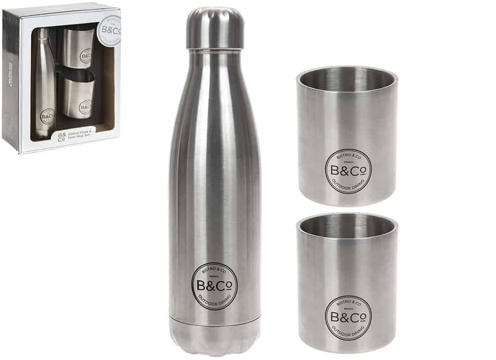 B&amp;Co Thermal Flask Bottle (500ml) &amp; 2 x Beakers (250ml)