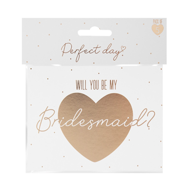 Gold &amp; white Bridesmaid Cards (Pack of 5)