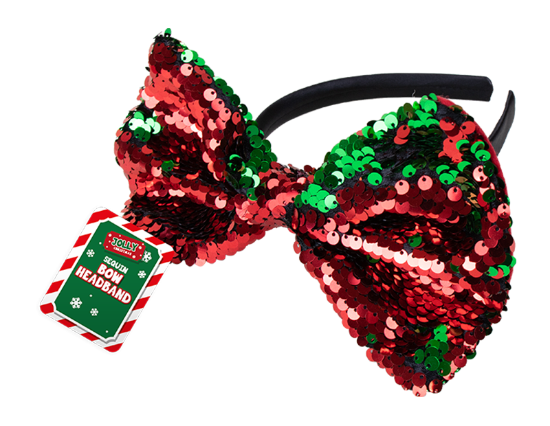 Reversible Sequin Bow Headband