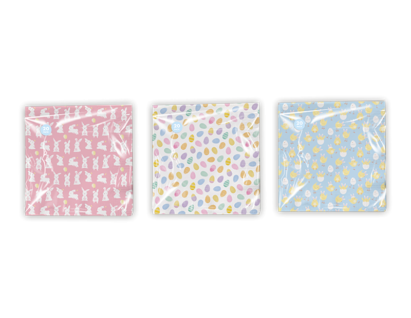 Pack of 20 Easter Printed Paper Napkins (Assorted)