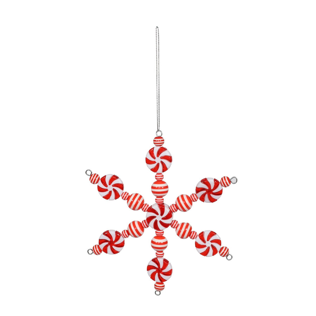 Red and White Snowflake Hanging Decoration (25cm)