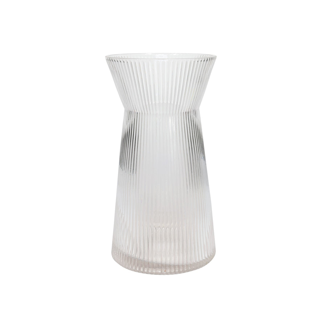 Clear Tall Ribbed Sweetheart Glass Vase (26cm)