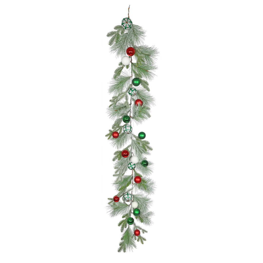 Snowy Mixed Foliage &amp; Bauble Garland (180cm)