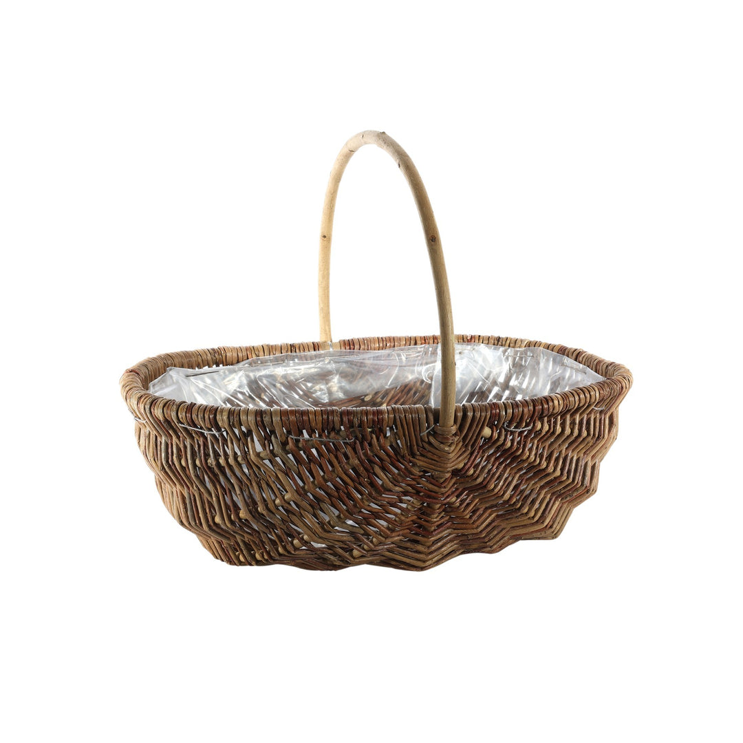 Oval Split Willow Basket Handle and Liner Natural (31cm)