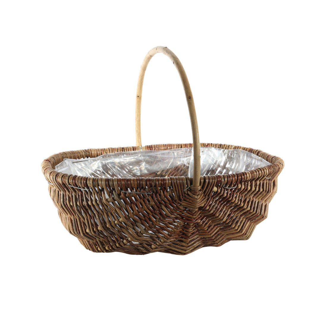 Oval Split Willow Basket Handle and Liner Natural (37cm)