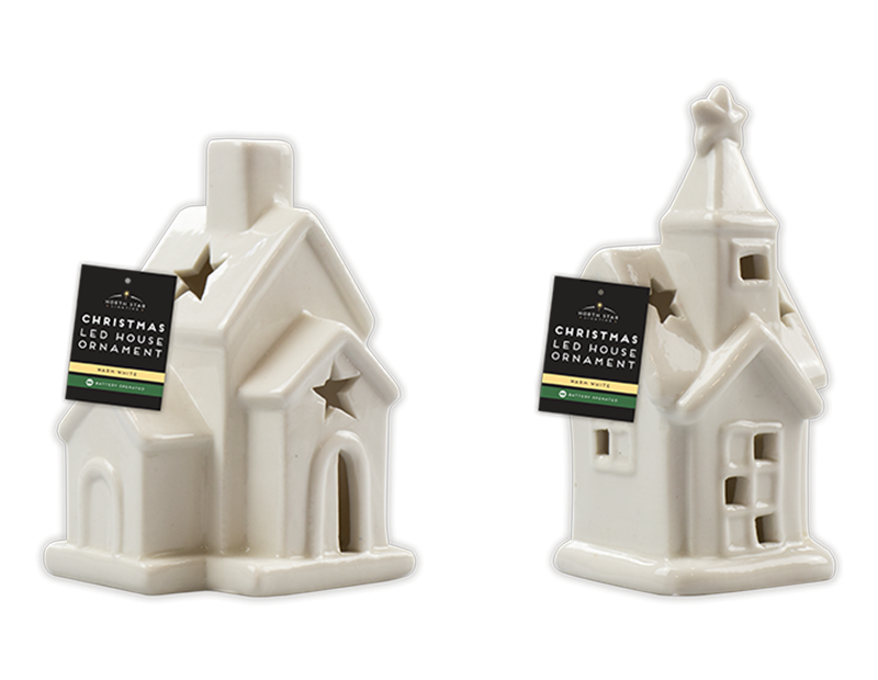 Ceramic LED House Ornament (Assorted)