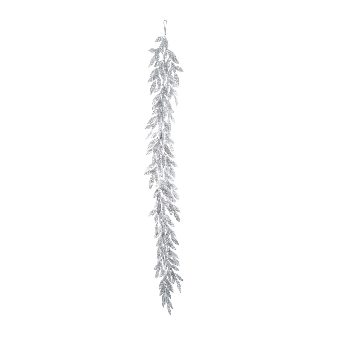 Glitter Leaf Garland - Silver (183cm)