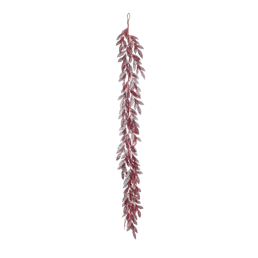 Glitter Leaf Garland - Red (183cm)