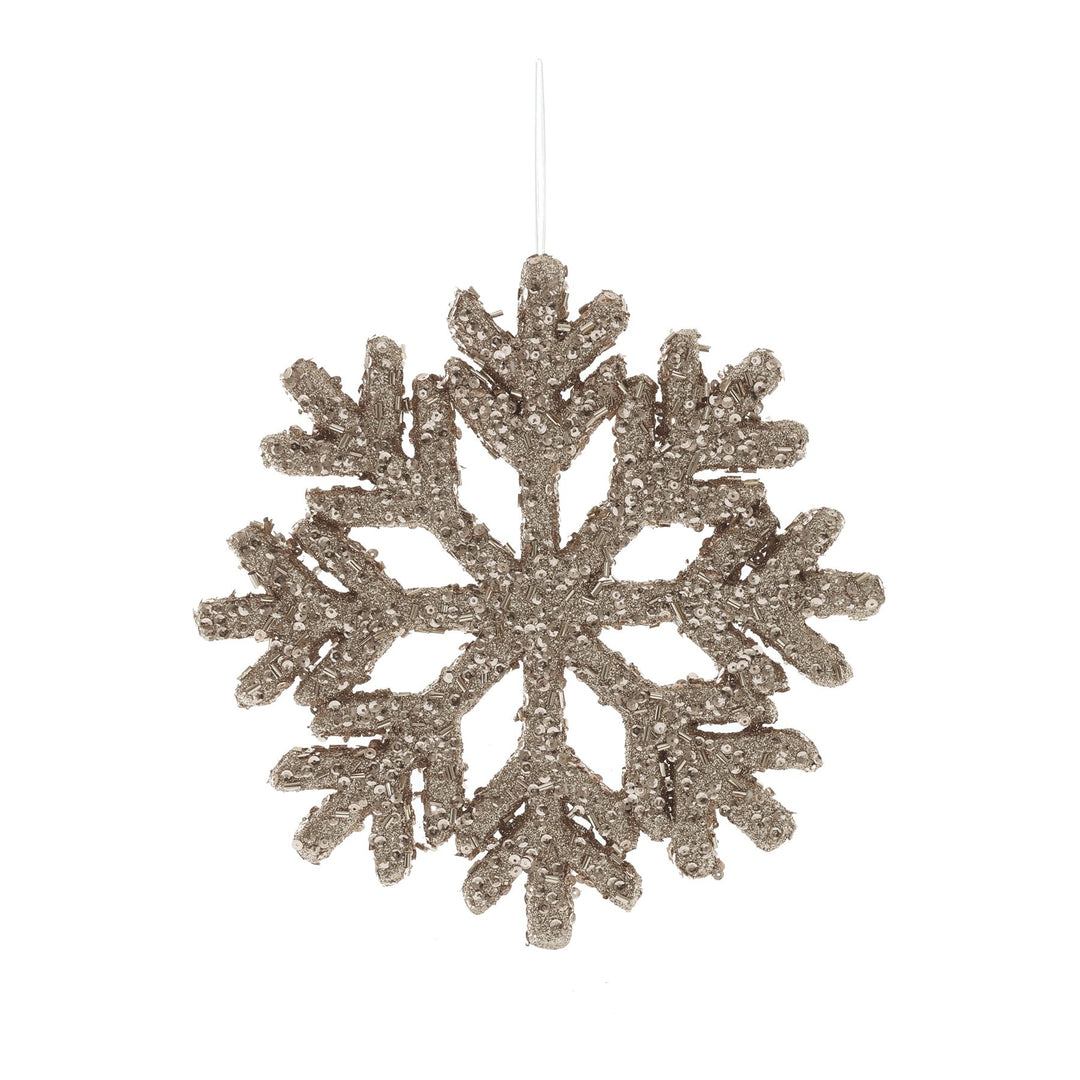 Gold Glitter Sparkly Snowflake Hanging Decoration