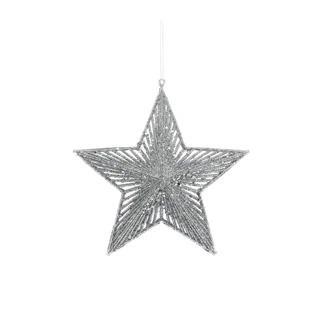 Glitter Star Hanging Decoration - Silver (20cm)