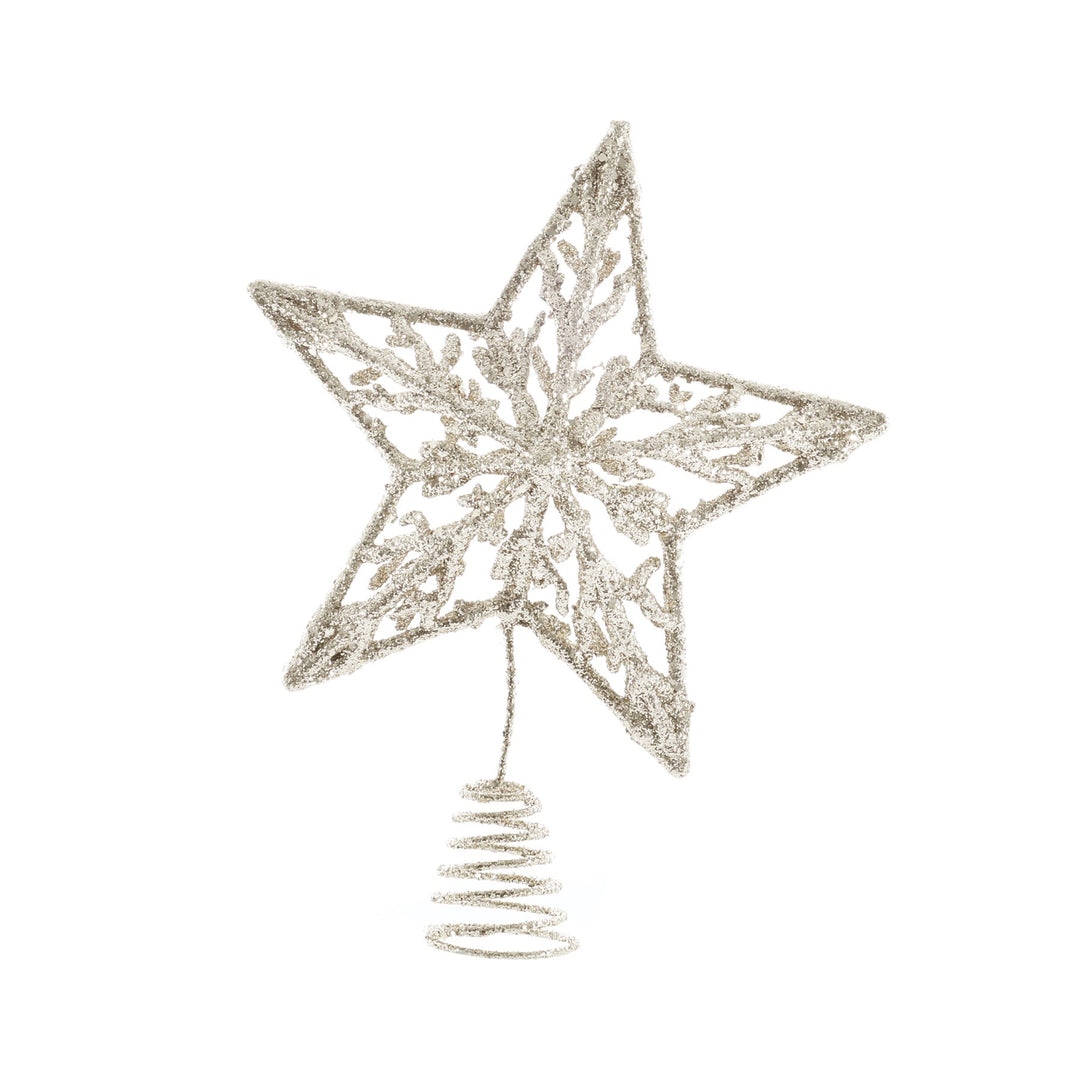 Glitter Star Tree Topper - Champagne (23cm)