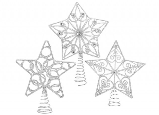 Silver Luxury Glitter Tree Topper (Assorted)