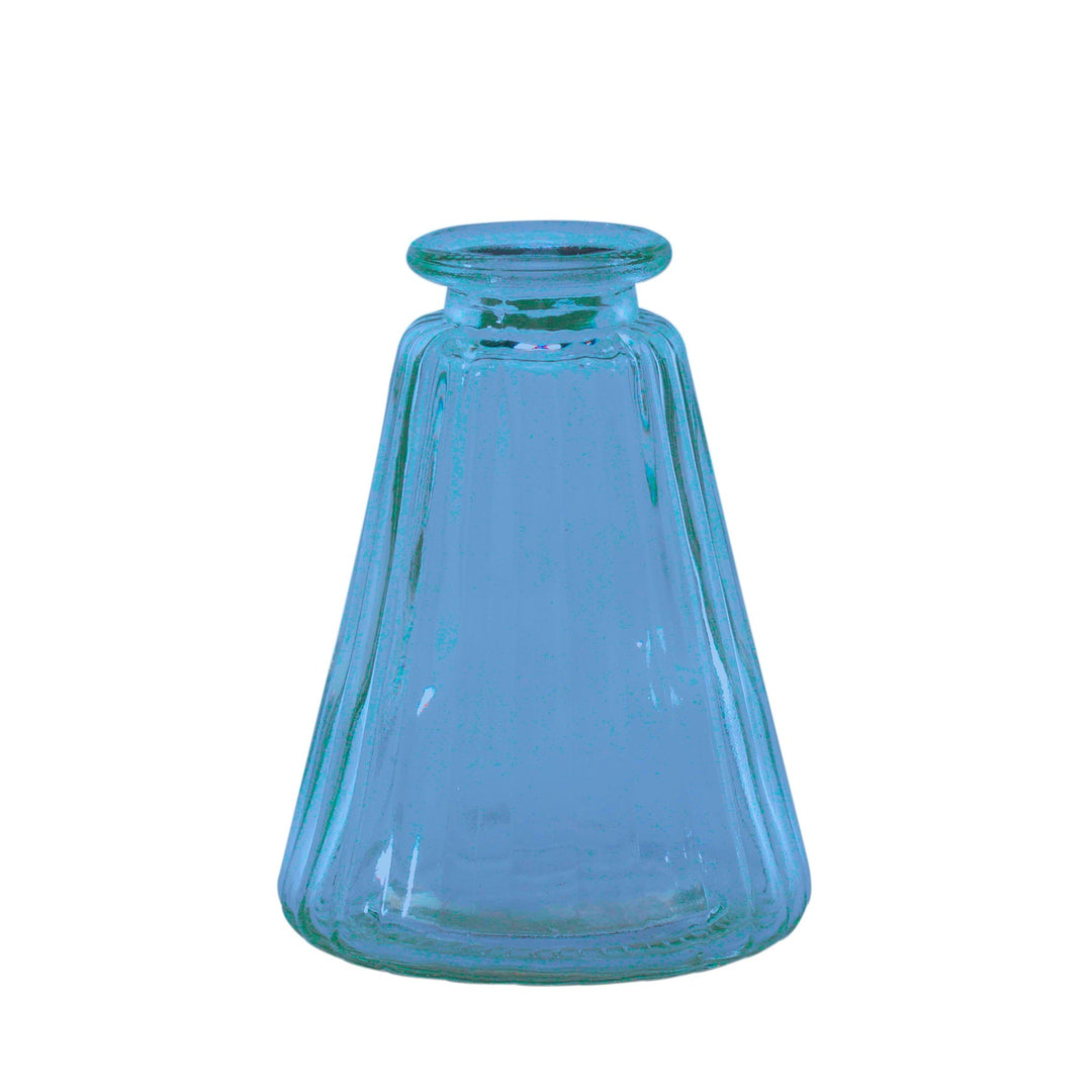 Blue Pyramid Glass Bottle Vase (10cm)