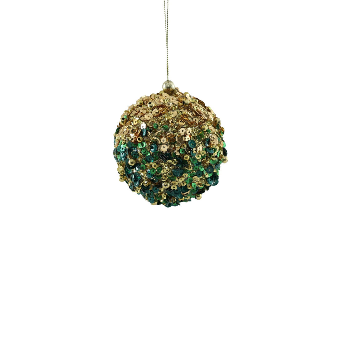 Small Bead Encrusted Bauble - Gold &amp; Green