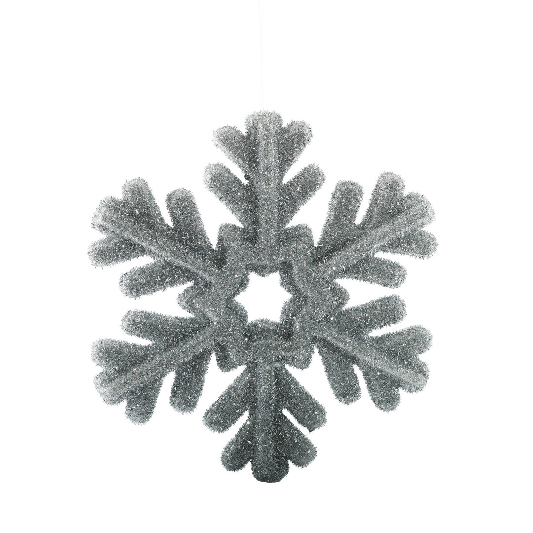 Glitter Snowflake Hanging Decoration - Silver (37cm)