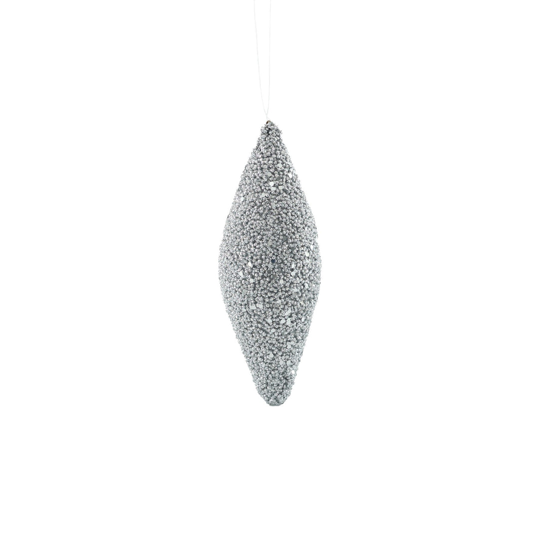 Glitter Drop Hanging Decoration - Silver (18cm)