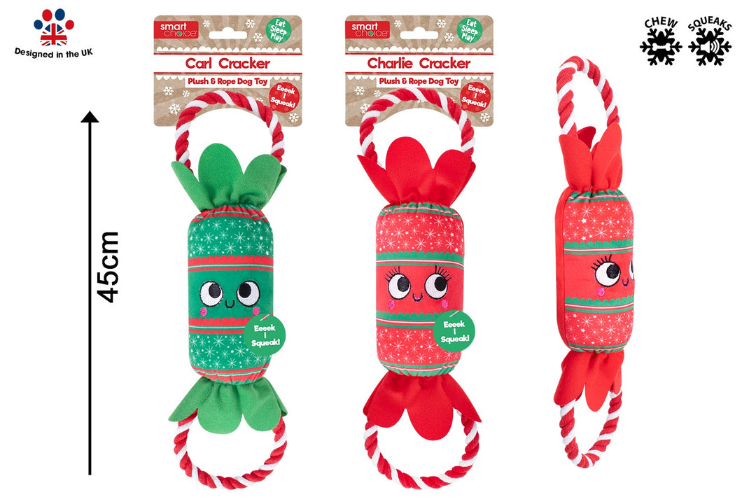 Assorted Squeaky Plush &amp; Rope Cracker Dog Toy