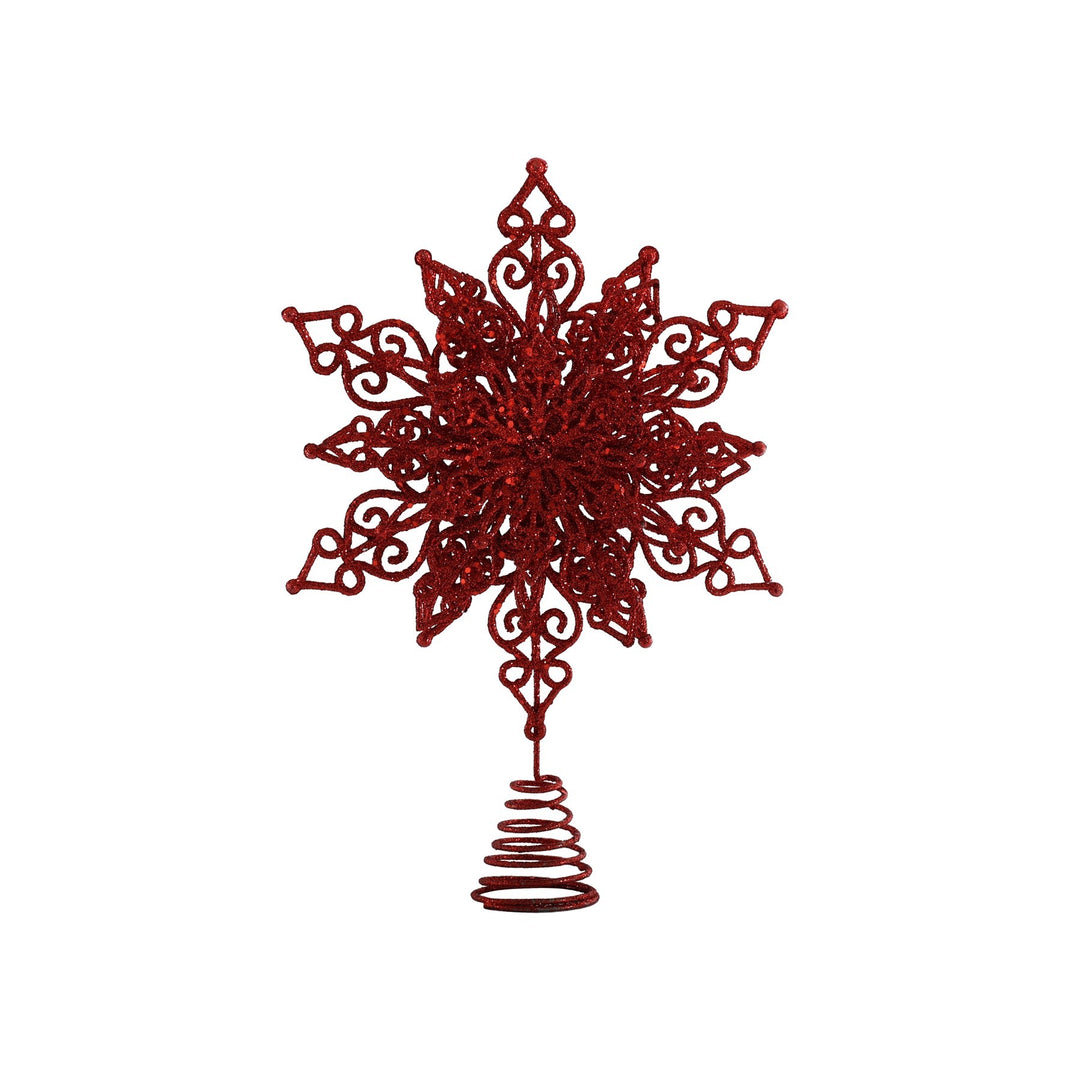 Red Glitter Snowflake Tree Topper (32cm)