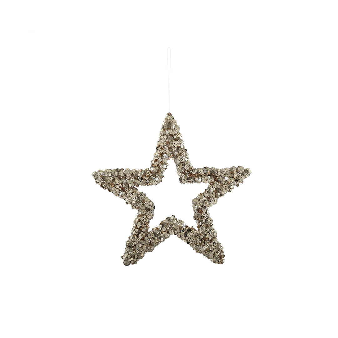Gold Glitter Open Star Hanging Decoration (22cm)