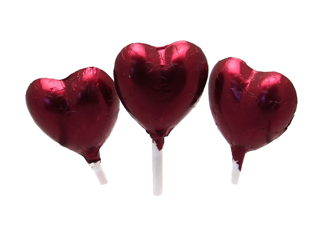 Burgundy Foil Chocolate Heart Lollipop